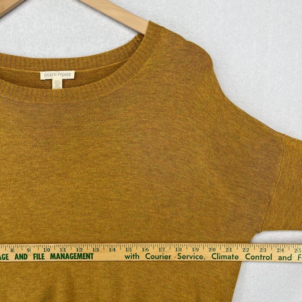 EILEEN FISHER Sweater XS Cozy Viscose Stretch Boat Neck Rib Trim Pullover Yellow - Picture 14 of 16